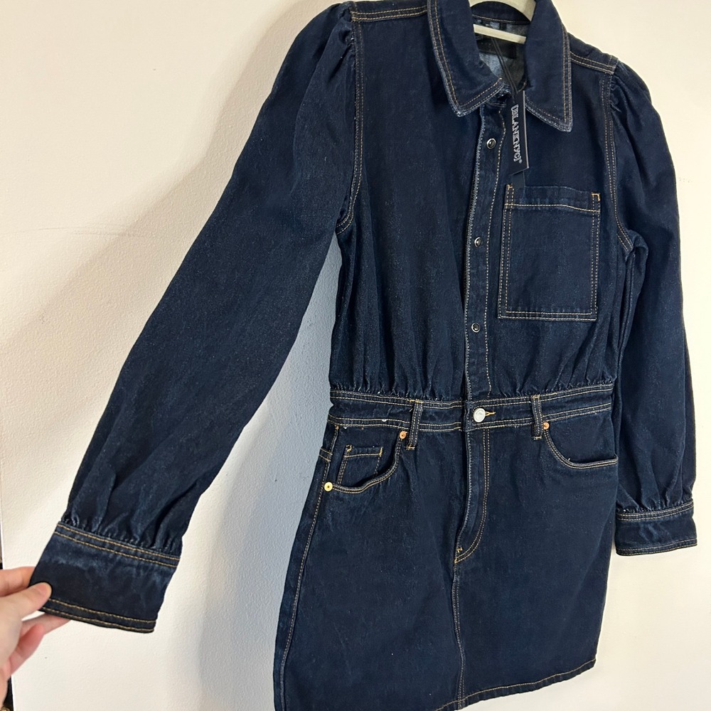 Blank NYC Dark wash Indigo Denim Mini Dress Large - Picture 4 of 13